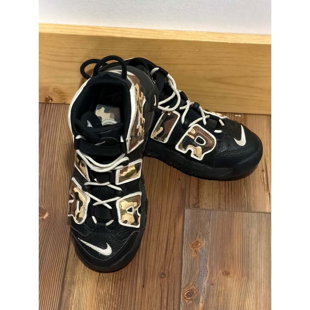 Nike Air More Uptempo Camo 2019 Black White CJ0930-001 Boys 6Y Sneaker Urban 90s